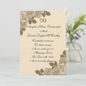 Einladung zur Hochzeit Sepia Rose auf Leinen (Stehend Vorderseite)