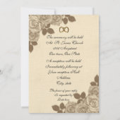 Einladung zur Hochzeit Sepia Rose auf Leinen (Rückseite)