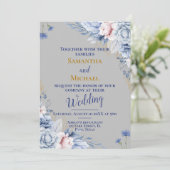 Einladung zur Hochzeit: Silber, Blume, uAwg, QR (Stehend Vorderseite)