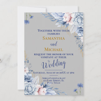Einladung zur Hochzeit: Silber, Blume, uAwg, QR