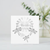 Einladung zur Hochzeit Silberdrachenfliegen Herz (Stehend Vorderseite)
