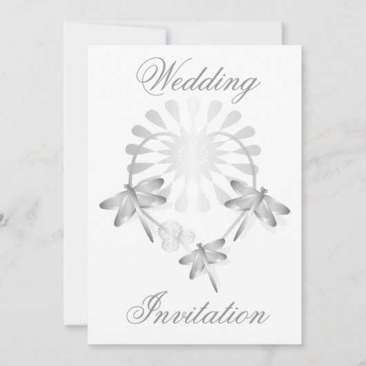 Einladung zur Hochzeit Silberdrachenfliegen Herz (Vorderseite)