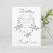 Einladung zur Hochzeit Silberdrachenfliegen Herz (Stehend Vorderseite)