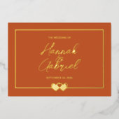 Einladung zur Hochzeit Terracotta und Goldenen Foi (Vorderseite)