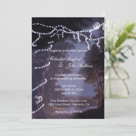 Einladung zur Hochzeit | Tree Lights (Stehend Vorderseite)