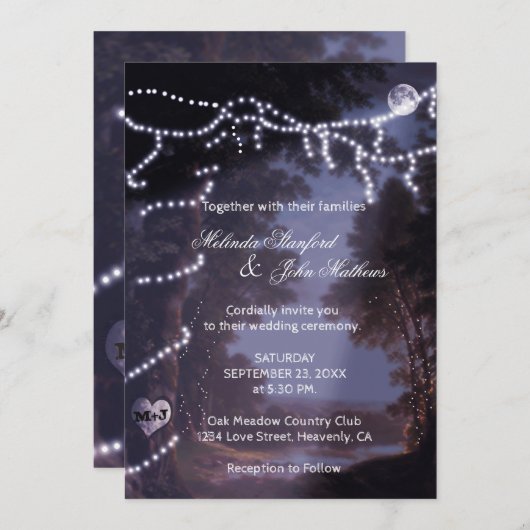 Einladung zur Hochzeit | Tree Lights (Vorne/Hinten)