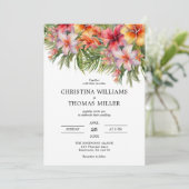 Einladung zur Hochzeit tropischer Wasserfarben (Stehend Vorderseite)