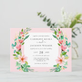 Einladung zur Hochzeit tropischer Wasserfarben (Stehend Vorderseite)