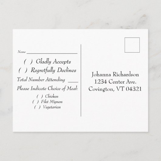 Einladung zur Hochzeit UAWG Postkarte Rosa Rosen (Rückseite)