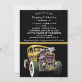 Einladung zur Hochzeit und gelbes Frisierte Auto (Vorderseite)