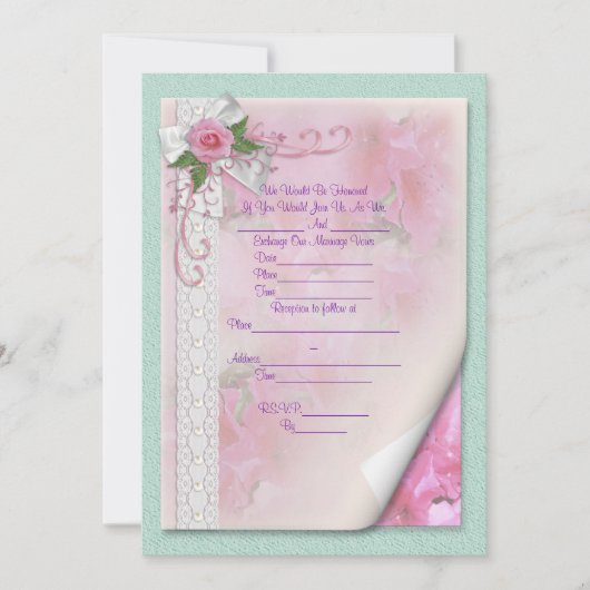 Einladung zur Hochzeit viktorianische Rose (Vorderseite)