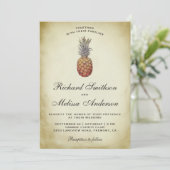 Einladung zur Hochzeit Vintager Ananas (Stehend Vorderseite)
