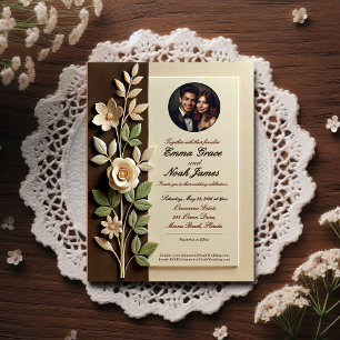 Einladung zur Hochzeit Vintager Blumenrahmen