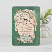 Einladung zur Hochzeit Vintager Blumenrahmen (Stehend Vorderseite)