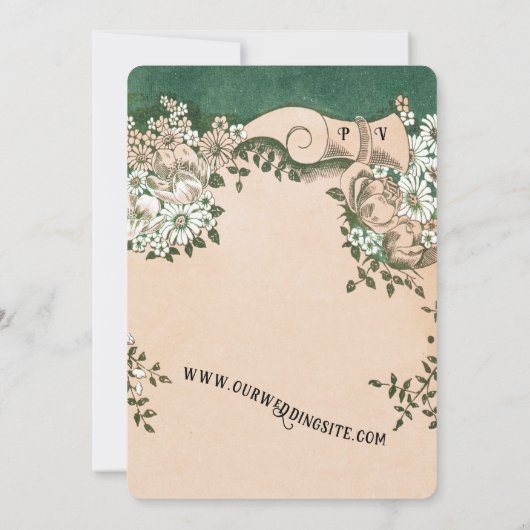 Einladung zur Hochzeit Vintager Blumenrahmen (Rückseite)