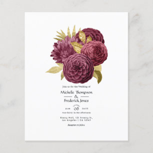 Einladung zur Hochzeit Vintager Burgunder & Gold-F Flyer