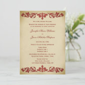 Einladung zur Hochzeit Vintager Leaf-Scroll in Bur (Stehend Vorderseite)