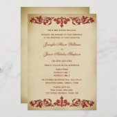 Einladung zur Hochzeit Vintager Leaf-Scroll in Bur (Vorne/Hinten)