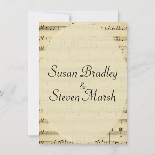 Einladung zur Hochzeit Vintager Noten (Rückseite)