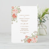 Einladung zur Hochzeit Vintager Rose (Stehend Vorderseite)