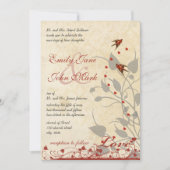 Einladung zur Hochzeit Vintager Roter Vögel (Vorderseite)