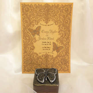 Einladung zur Hochzeit Vintager Schmetterlinge auf