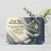 Einladung zur Hochzeit Vintager Schreibmaschine (Stehend Vorderseite)