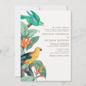 Einladung zur Hochzeit Vintager Tropenvögel (Vorderseite)