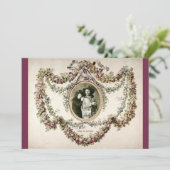 Einladung zur Hochzeit Vintager Viktorianischer Bl (Stehend Vorderseite)