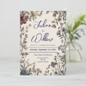 Einladung zur Hochzeit Vintager Wildblumen (Stehend Vorderseite)