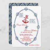 Einladung zur Hochzeit von 12x18 Navy Nautical Kno (Vorne/Hinten)