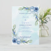 Einladung zur Hochzeit von abstraktem Blau und Grü (Stehend Vorderseite)