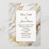 Einladung zur Hochzeit von abstraktem Gold und wei (Vorne/Hinten)