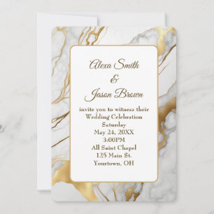 Einladung zur Hochzeit von abstraktem Gold und wei