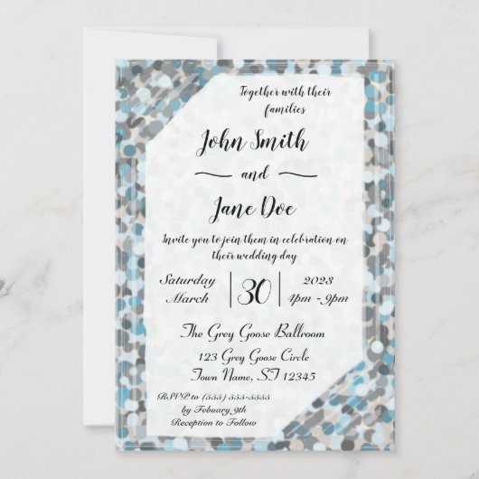 Einladung zur Hochzeit von Abstraktem Stein in Bla (Vorderseite)