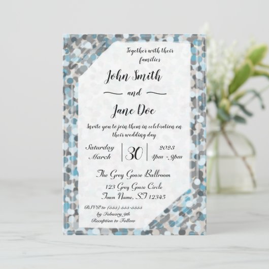 Einladung zur Hochzeit von Abstraktem Stein in Bla (Stehend Vorderseite)