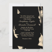 Einladung zur Hochzeit von abstrakten Schwarz-Pfir (Vorderseite)