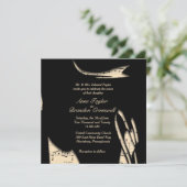 Einladung zur Hochzeit von abstrakten Schwarz-Pfir (Stehend Vorderseite)