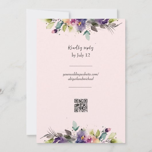 Einladung zur Hochzeit von abstrakten Wasserfarben (Rückseite)