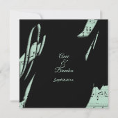 Einladung zur Hochzeit von abstrakter Schwarz-Minz (Rückseite)