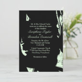 Einladung zur Hochzeit von abstrakter Schwarz-Minz (Stehend Vorderseite)