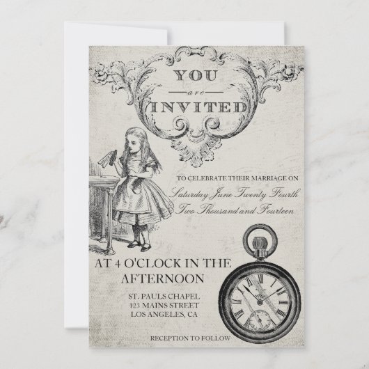 Einladung zur Hochzeit von Alicen im Wunderland (Rückseite)