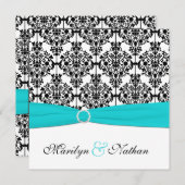 Einladung zur Hochzeit von Aqua, White and Black D (Vorne/Hinten)
