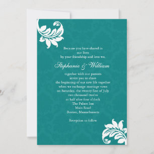 Einladung zur Hochzeit von aquamarin Damask Monogr