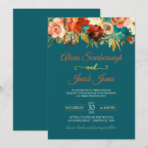 Einladung zur Hochzeit von Aquamarinen, orangefarb