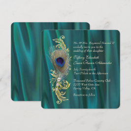Einladung zur Hochzeit von aquamarinen Satin- und