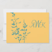 Einladung zur Hochzeit von aquamarinen und gelben  (Rückseite)