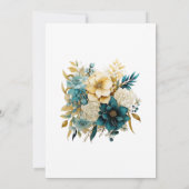 Einladung zur Hochzeit von aquamarinen und Gold-Fl (Rückseite)