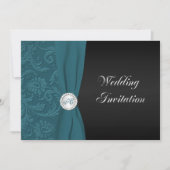 Einladung zur Hochzeit von aquamarinen und schwarz (Vorderseite)