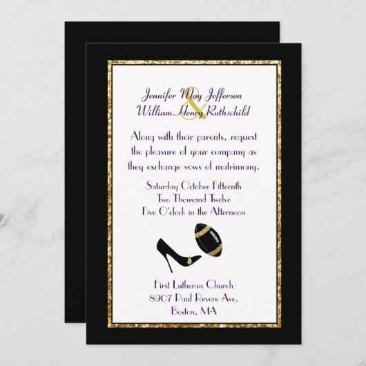 Einladung zur Hochzeit von Black and Gold (Vorne/Hinten)